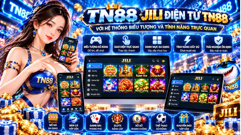 JILI Điện Tử TN88 – Trải Nghiệm Đa Dạng 2026 5 JILI Điện Tử TN88 với hệ thống biểu tượng và tính năng được trình bày trực quan